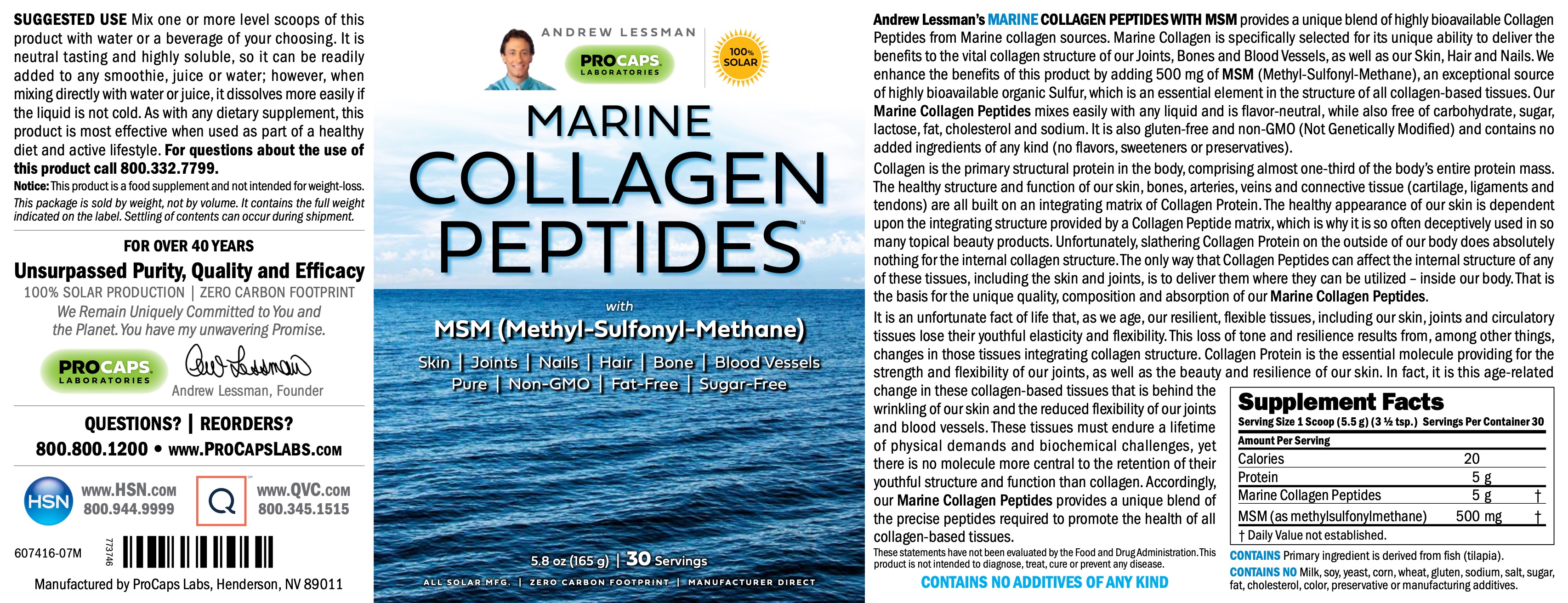 Marine Collagen Peptides™ with MSM Beauty and Joint Support ProCaps Laboratories