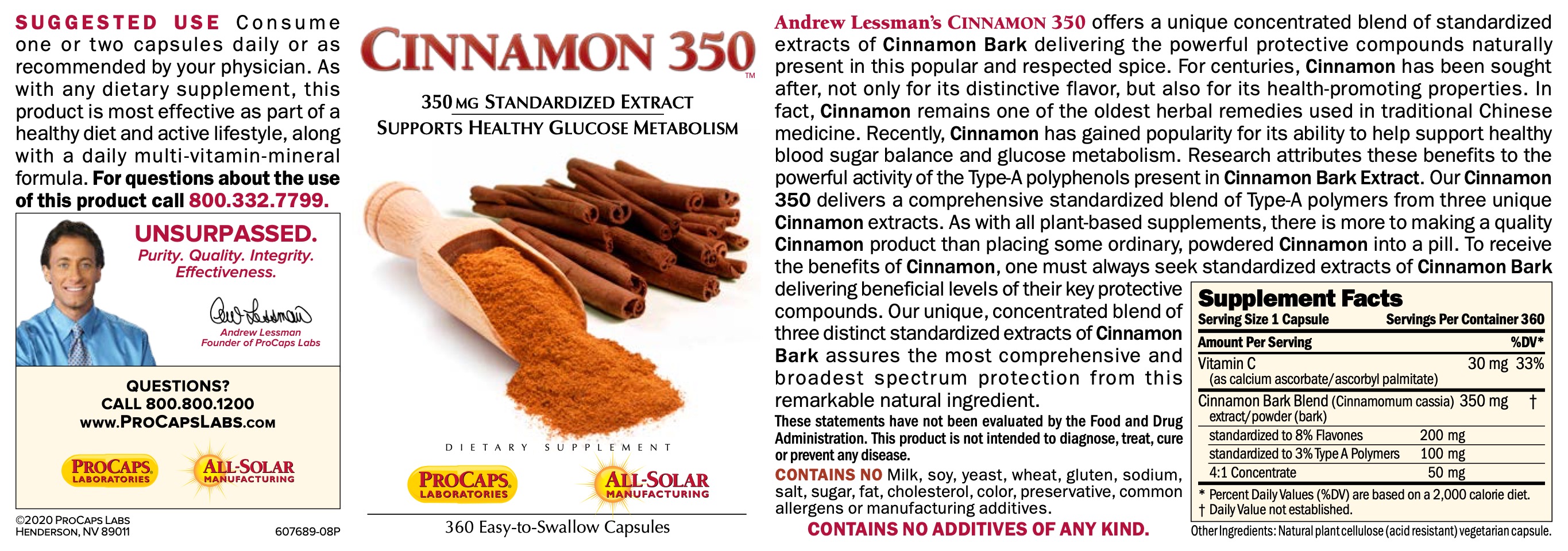 Cinnamon 350™ Capsules Blood Sugar Support ProCaps Laboratories