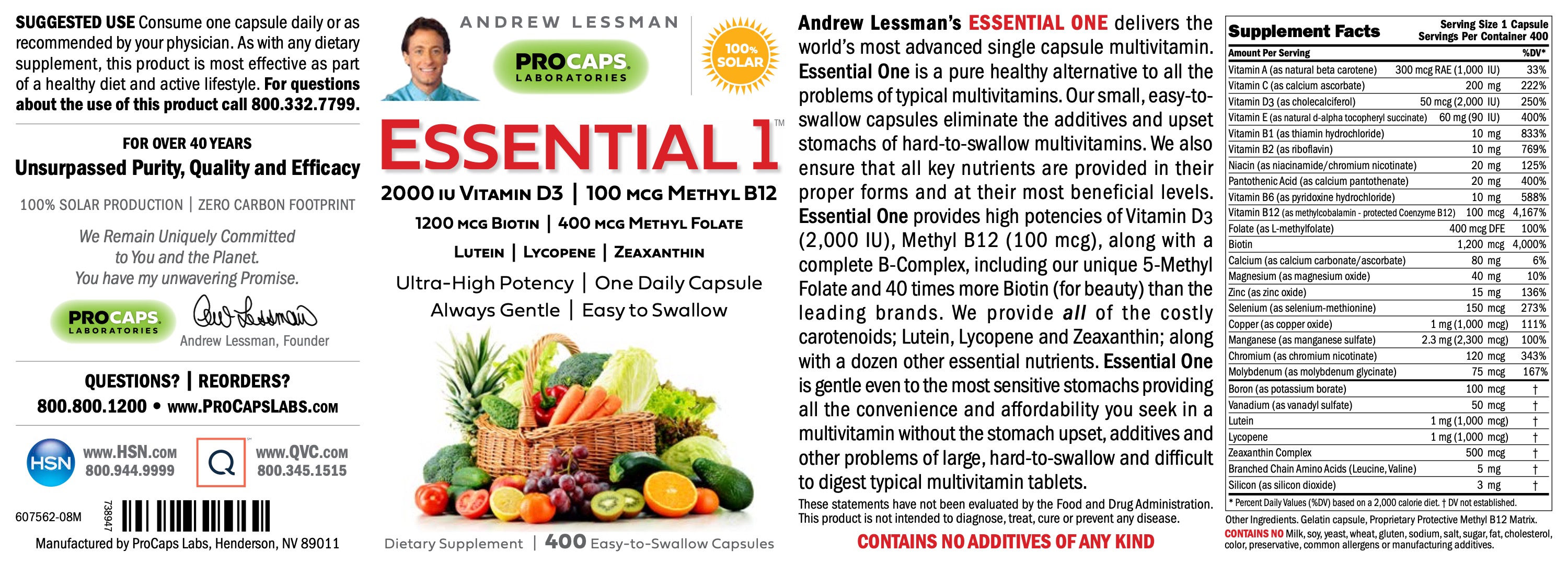 Essential1™ with 2000 IU Vitamin D3 Capsules Multivitamins ProCaps Laboratories