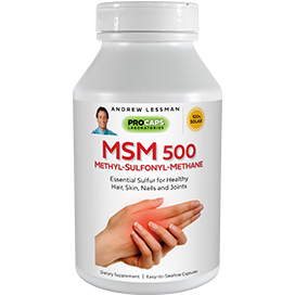 MSM-500-Methyl-Sulfonyl-Methane bottle | Healthy Vitamins and Supplements MSM-500-Methyl-Sulfonyl-Methane