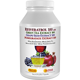 Resveratrol-100-with-Green-Tea-100-Grape-Seed-100-Pomegranate-100 bottle | Healthy Vitamins and Supplements Resveratrol-100-with-Green-Tea-100-Grape-Seed-100-Pomegranate-100
